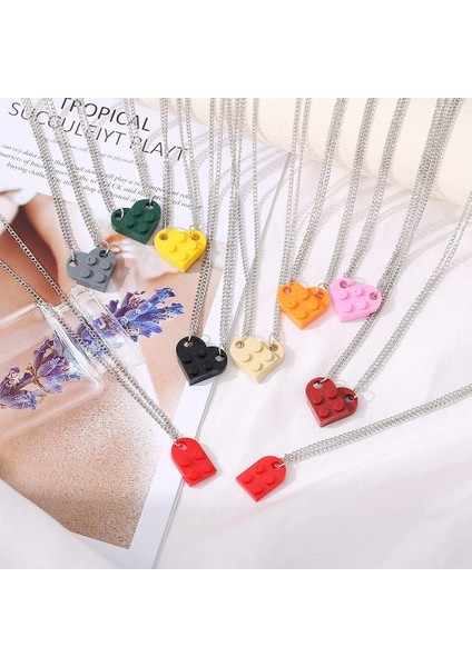 Çiftler Arkadaşlar Besties Için Kalp Şeklinde Tuğla Kolye, Kalp Kolye 2 Parça Tuğla Kolye LEGO ile Uyumlu Kadın Erkek Anıt Takı Için Elements (Yurt Dışından) modelleri