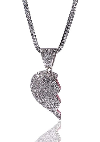 Takı Buzlu Out Iki Buçuk Heartbreak Kombinasyonu Kolye 18 K Altın Kaplama Zincir Bling Cz? Simüle Elmas? Erkekler Kadınlar Için Hip Hop Kolye (Yurt Dışından)