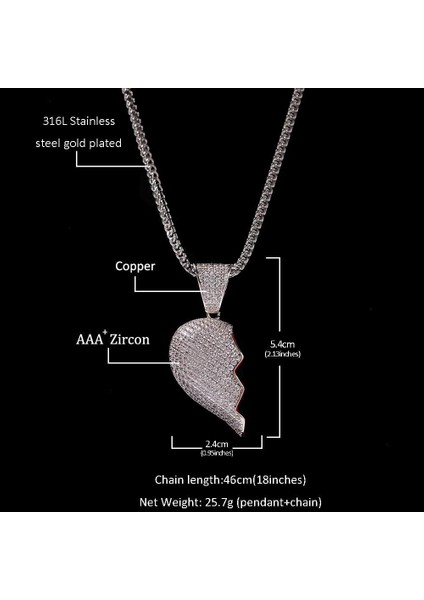 Takı Buzlu Out Iki Buçuk Heartbreak Kombinasyonu Kolye 18 K Altın Kaplama Zincir Bling Cz? Simüle Elmas? Erkekler Kadınlar Için Hip Hop Kolye (Yurt Dışından) fiyatları