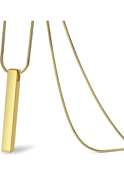 Erkekler ve Kadınlar Için Paslanmaz Çelik Çift Kolye, Bar Kolye Eşleşen Kolyeler 22 Inç Yılan Zinciri, Unisex (Yurt Dışından)