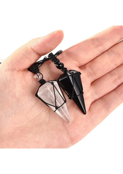 Adet Doğal Şifa Kristal Taş Kolye Kolye Seti Reiki Obsidyen Temizle Kuvars Kolye Onun ve Onun Değerli Taş Çift Kolye Erkek Kadın Koruma Takı Sevgililer Günü Için Hediye, Doğum Günü (Yurt Dışından)