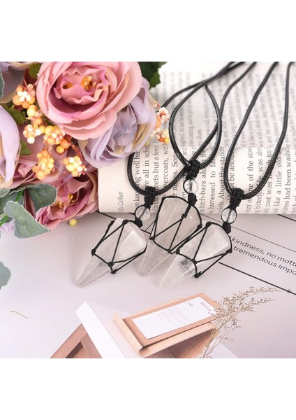Adet Doğal Şifa Kristal Taş Kolye Kolye Seti Reiki Obsidyen Temizle Kuvars Kolye Onun ve Onun Değerli Taş Çift Kolye Erkek Kadın Koruma Takı Sevgililer Günü Için Hediye, Doğum Günü (Yurt Dışından)