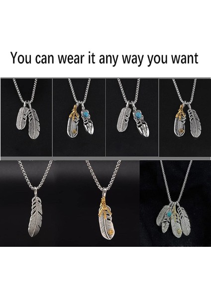 Vintage Gümüş Renk Tüy Kartal Pençesi Kolye Kolye Erkek Kadın Için Paslanmaz Çelik El Yapımı Çift Kolye Eğilim Parti Hediyeler Yaprak Plaj Takı (Yurt Dışından) modelleri