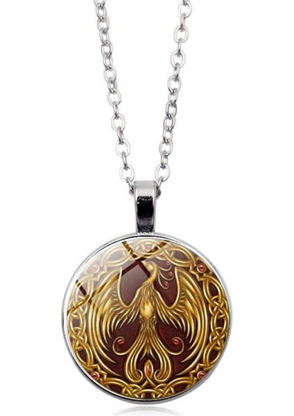 Kolye Bayan Kolye Erkek Kolye Paslanmaz Çelik Kolye Çift Punk Kız Kolye Yuvarlak Kolye Yenilikçi Kolye Altın Anka Tarzı Gümüş (Yurt Dışından)