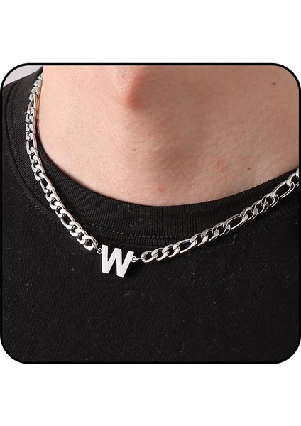 Ilk Az Figaro Zincir Kolye Erkekler Için Erkek Kadın Mektup Kolye Paslanmaz Çelik 6.5mm 18 + 2 Inç Takı Hediye Erkek Arkadaşı Koca Oğul (Yurt Dışından)