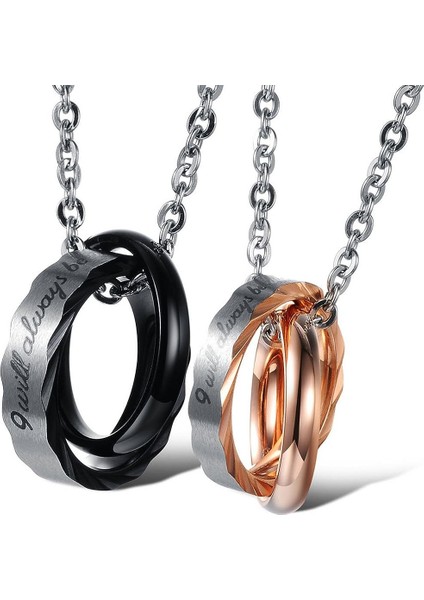 Adet Paslanmaz Çelik Sevgilinin Mesajı Kolye Kolye, Çift Yüzükler Zincirli Bağlantılar (Yurt Dışından)