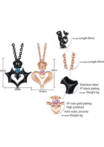 ve Onun Kolye Paslanmaz Çelik Eşleşen Kalp Kolye Düğün Cz Için Seni Seviyorum (Yurt Dışından) modelleri