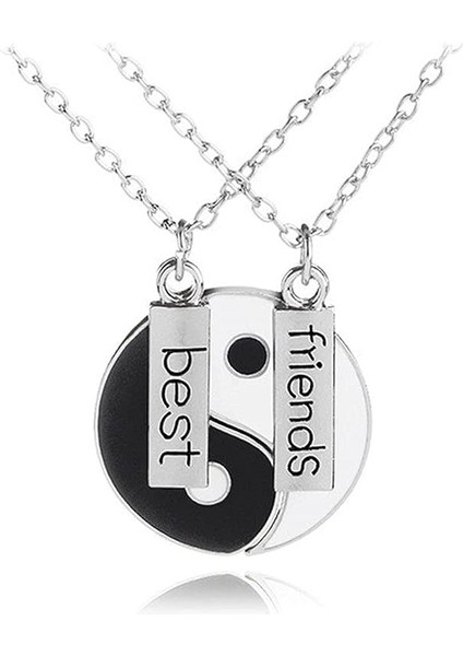 Yin Yang Kolye Bilezik Kadın Erkek Eşleşen Siyah Beyaz Disk Tai Chi Kolye Çiftler Için Kızlar Dostluk Bff Bilezikler Kolye Takı Seti (Yurt Dışından)