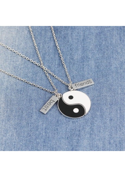 Yin Yang Kolye Bilezik Kadın Erkek Eşleşen Siyah Beyaz Disk Tai Chi Kolye Çiftler Için Kızlar Dostluk Bff Bilezikler Kolye Takı Seti (Yurt Dışından) fiyatları