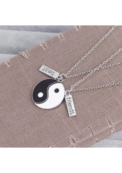 Yin Yang Kolye Bilezik Kadın Erkek Eşleşen Siyah Beyaz Disk Tai Chi Kolye Çiftler Için Kızlar Dostluk Bff Bilezikler Kolye Takı Seti (Yurt Dışından) modelleri
