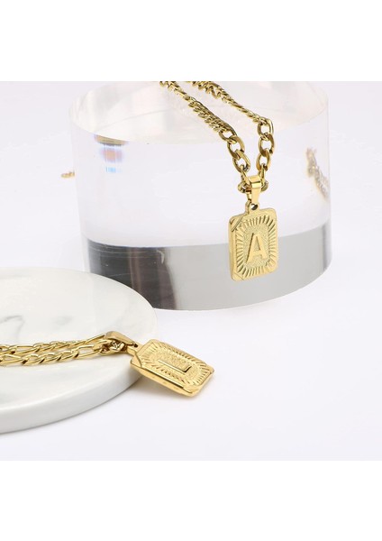 Kadın Erkek Genç Kızlar Için Ilk Altın Kolye En Iyi Arkadaş Moda Trendy Figaro Zincir Kare Harfler Paslanmaz Çelik Kolye Kolye Kişiselleştirilmiş 26 Alfabe 18K (Yurt Dışından)