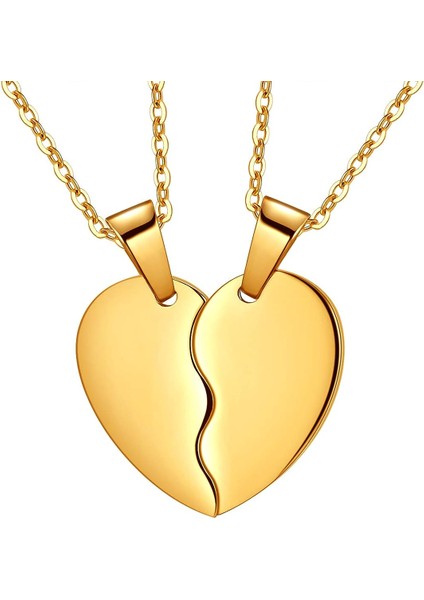 Kırık Kalp Kolye Kadın Erkek 316L Paslanmaz Çelik Best Friend Bff Foever Kolye 18K Altın / Gül Altın Kaplama Iki Yarım Kalp Kolye Lover Çiftler Takı SP0034 (Yurt Dışından)