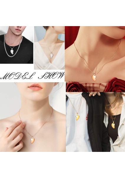 Kırık Kalp Kolye Kadın Erkek 316L Paslanmaz Çelik Best Friend Bff Foever Kolye 18K Altın / Gül Altın Kaplama Iki Yarım Kalp Kolye Lover Çiftler Takı SP0034 (Yurt Dışından)