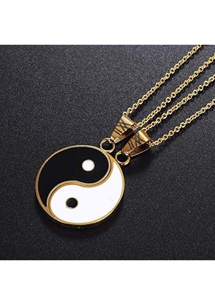 Adet Yin Yang Eşleşen Çiftler Bulmaca Kolye Kolye Paslanmaz Çelik Güneş ve Ay Onun ve Onun Sevgilisi Için En Iyi Arkadaşlar Dostluk Takı (Yurt Dışından)
