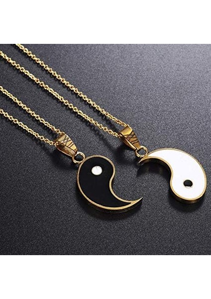 Adet Yin Yang Eşleşen Çiftler Bulmaca Kolye Kolye Paslanmaz Çelik Güneş ve Ay Onun ve Onun Sevgilisi Için En Iyi Arkadaşlar Dostluk Takı (Yurt Dışından)