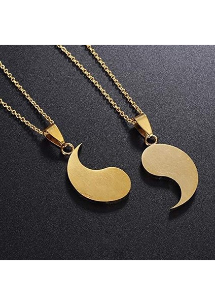 Adet Yin Yang Eşleşen Çiftler Bulmaca Kolye Kolye Paslanmaz Çelik Güneş ve Ay Onun ve Onun Sevgilisi Için En Iyi Arkadaşlar Dostluk Takı (Yurt Dışından)