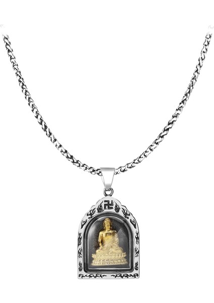 Buda Sakyamuni Ganesha Charm Kolyeler Erkekler Kadınlar Için Budaizm Hediye Erkek Arkadaşlar Için Hediye Kardeş Kuzen Aile Torun Yeğen Büyükbaba Paslanmaz Çelik Amca Noel Doğum Günü (Yurt Dışından)