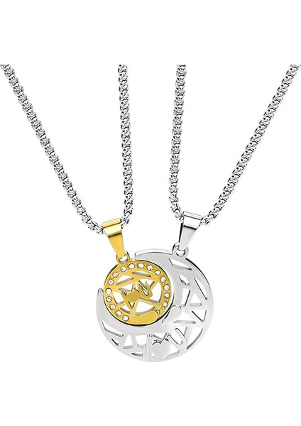 Çiftler Için Ay ve Güneş Kolyesi Kız Kardeş Seti Eşleşen Gümüş Siyah Altın Zarif Dostluk Kolyesi 2 Için Ay ve Güneş Kolye Paslanmaz Çelik Takı En Iyi Arkadaşlar Için (Yurt Dışından)