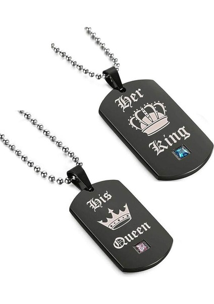 Sevgilisi Için Sevgililer Günü Hediyesi Onun Kraliçesi Onun Kral Köpek Etiketi Paslanmaz Çelik Çift Kolye Kolye Kadın Erkek Için (Yurt Dışından)