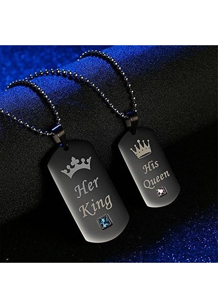 Sevgilisi Için Sevgililer Günü Hediyesi Onun Kraliçesi Onun Kral Köpek Etiketi Paslanmaz Çelik Çift Kolye Kolye Kadın Erkek Için (Yurt Dışından) modelleri