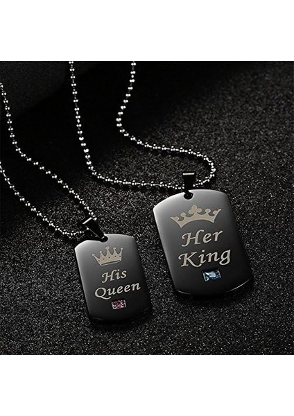 Sevgilisi Için Sevgililer Günü Hediyesi Onun Kraliçesi Onun Kral Köpek Etiketi Paslanmaz Çelik Çift Kolye Kolye Kadın Erkek Için (Yurt Dışından) fırsatları