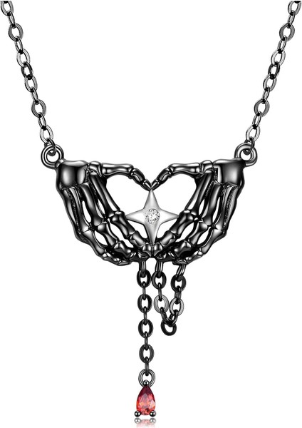 Erkekler Kadınlar Için Kafatası Kolye 925 Ayar Gümüş Siyah Altın Kafatası Gotik Punk Kolye Takı Için Unisex Çift Doğum Günü Yılbaşı Hediyeleri (Yurt Dışından)