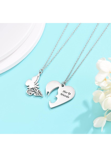 Çiftler Için Eşleşen Kolyeler, Çılgın ve Tuhaf Kelebeği Kalp Eşleşen Kolye Seti Erkek Arkadaş Kız Arkadaş Karı Koca Için Yıldönümü Sevgililer Günü Hediyeleri, Gümüş (Yurt Dışından) fırsatları
