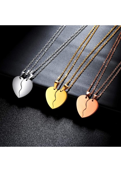 Kırık Kalp Kolye Kadın Erkek 316L Paslanmaz Çelik Best Friend Bff Foever Kolye 18K Altın / Gül Altın Kaplama Iki Yarım Kalp Kolye Lover Çiftler Takı SP0034 (Yurt Dışından)