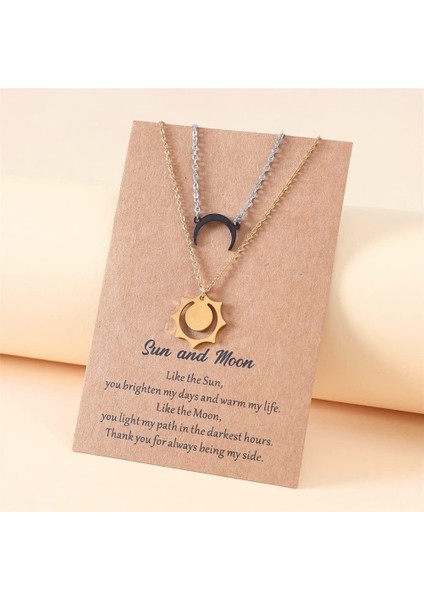 Güneş Ay Çift Kolye Paslanmaz Çelik Charm Güneş ve Ay Best Friend Kolye Kolye Kadın Erkek Sevgililer Günü Takı Için (Yurt Dışından) fırsatları