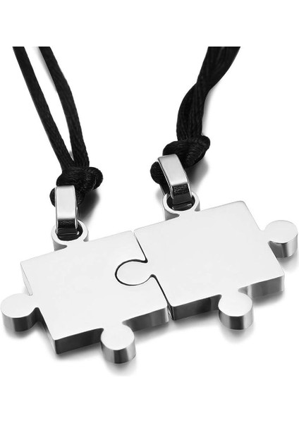 Erkek Kadın 2 Adet Paslanmaz Çelik Kolye Kolye Bilmecenin Aşk Çift Ayarlanabilir 22 ~ 24 Inç Zincir (Yurt Dışından)