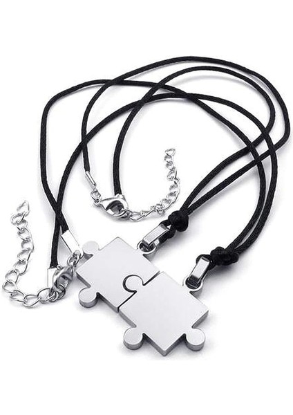 Erkek Kadın 2 Adet Paslanmaz Çelik Kolye Kolye Bilmecenin Aşk Çift Ayarlanabilir 22 ~ 24 Inç Zincir (Yurt Dışından) modelleri