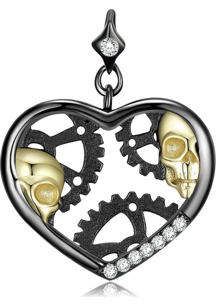 Erkekler Kadınlar Için Kafatası Kolye 925 Ayar Gümüş Siyah Altın Kafatası Gotik Punk Kolye Takı Için Unisex Çift Doğum Günü Yılbaşı Hediyeleri (Yurt Dışından) modelleri