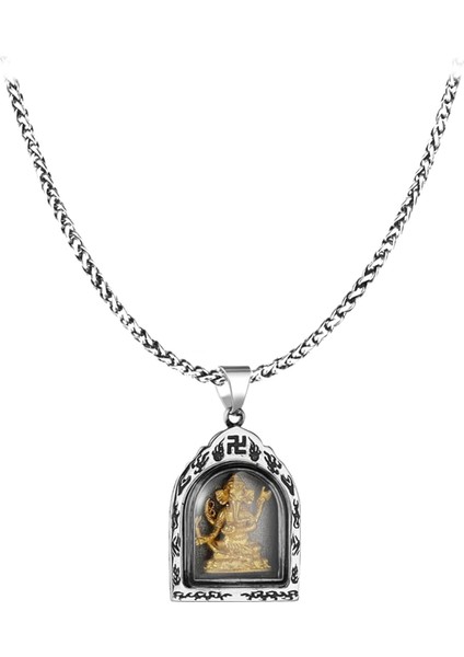Buda Sakyamuni Ganesha Charm Kolyeler Erkekler Kadınlar Için Budaizm Hediye Erkek Arkadaşlar Için Hediye Kardeş Kuzen Aile Torun Yeğen Büyükbaba Paslanmaz Çelik Amca Noel Doğum Günü (Yurt Dışından)