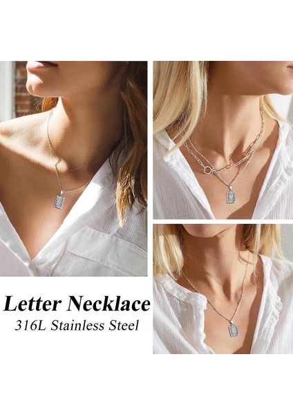 Unisex Az Ilk Kolye Erkek Bayan Çift Isim Bildirimi Büyük Harf Etiketi Charm Kolye Sarı Altın/paslanmaz Çelik/siyah Ton, Gönderme Kutusu Zinciri 22 Inç, Hediye Paketi (Yurt Dışından) fiyatları