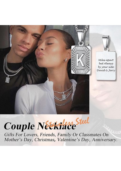 Unisex Az Ilk Kolye Erkek Bayan Çift Isim Bildirimi Büyük Harf Etiketi Charm Kolye Sarı Altın/paslanmaz Çelik/siyah Ton, Gönderme Kutusu Zinciri 22 Inç, Hediye Paketi (Yurt Dışından) fırsatları