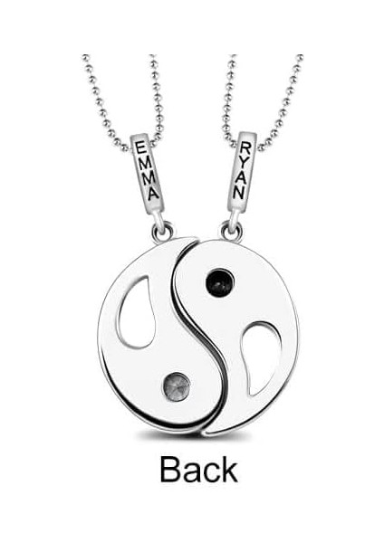 Yin Yang Gümüş Kolye 2 Kolye ve Doğum Taşı ile Çift Kadın Erkek UI0ME Için Hediye (Yurt Dışından) modelleri
