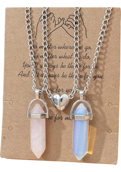 Adet Kristal Karşılıklı Cazibe Çift Eşleşen Altıgen Kolye Kolye Aşk Kalp Doğal Taş Çakra Kolye Kadın Erkek Erkek Kız Genç Şifa Meditasyon Takı Doğum Günü Hediyesi (Yurt Dışından)