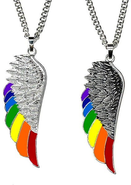 1 Çift Paslanmaz Çelik Melek Kanatları Gökkuşağı Kolye ve Bileklik Seti - Lgbtq Çiftler, Gay Pride Stuff ve Eşsiz Takıları Seven Herkes Için Hediye (Yurt Dışından)