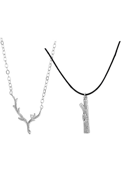 Gümüş Şube Kolye Kadın Erkek Bayan Çift Dostluk Eşleştirme Fırçalanmış Metal Ağaç Dalı Kolye Çift Kolye O'nun ve Onun Için (Yurt Dışından)