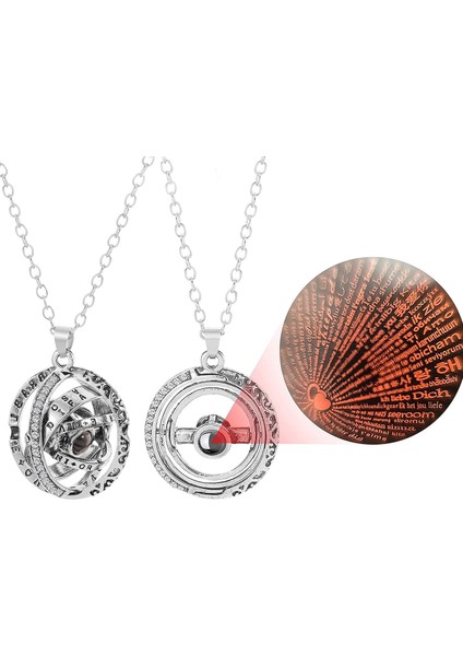 Seni Seviyorum 100 Dil Kolye 2 Parça Set Dönebilen Astronomik Top Kolye Projeksiyon Çift Kolye Onun Için Romantik Bir Hediye (Yurt Dışından)