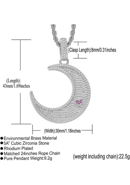 Hip Hop Cz Taş Kaplamalı Buzlu Out Kalp Desen Güneş Ay Kolye Kolye Erkekler Kadınlar Için Çift Severler Rapçi Takı (Yurt Dışından) fırsatları