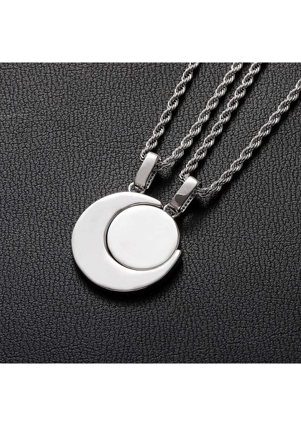 Hip Hop Cz Taş Kaplamalı Buzlu Out Kalp Desen Güneş Ay Kolye Kolye Erkekler Kadınlar Için Çift Severler Rapçi Takı (Yurt Dışından) indirimleri