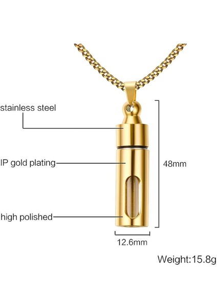 Paslanmaz Çelik Cam Konteyner Tüp Urn Hatıra Kremasyon Külleri Anıt Kolye Kolye Erkekler Kadınlar Için (Yurt Dışından)
