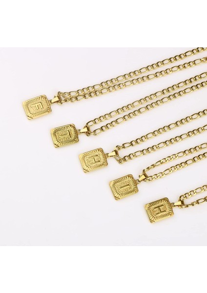 Kadın Erkek Genç Kızlar Için Ilk Altın Kolye En Iyi Arkadaş Moda Trendy Figaro Zincir Kare Harfler Paslanmaz Çelik Kolye Kolye Kişiselleştirilmiş 26 Alfabe 18K (Yurt Dışından)