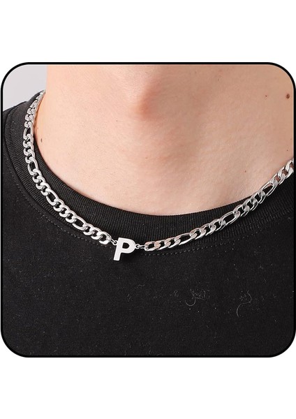 Ilk Az Figaro Zincir Kolye Erkekler Için Erkek Kadın Mektup Kolye Paslanmaz Çelik 6.5mm 18 + 2 Inç Takı Hediye Erkek Arkadaşı Koca Oğul (Yurt Dışından)