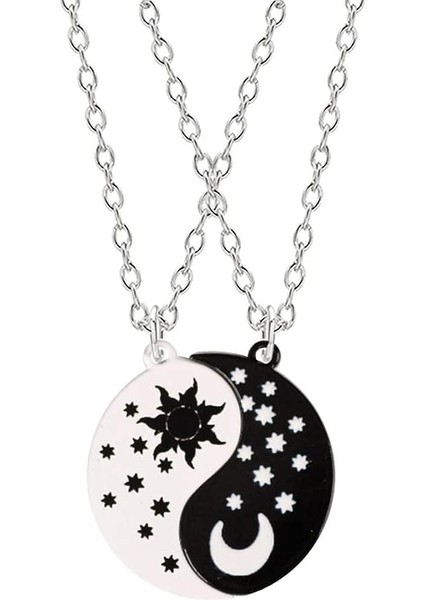 Yin Yang Kolye Bilezik Kadın Erkek Eşleşen Siyah Beyaz Disk Tai Chi Kolye Çiftler Için Kızlar Dostluk Bff Bilezikler Kolye Takı Seti (Yurt Dışından)