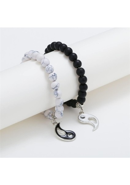 Yin Yang Kolye Bilezik Kadın Erkek Eşleşen Siyah Beyaz Disk Tai Chi Kolye Çiftler Için Kızlar Dostluk Bff Bilezikler Kolye Takı Seti (Yurt Dışından) modelleri