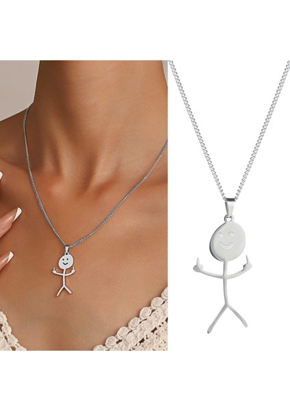 Komik Doodle Kolye Kişiselleştirilmiş Gülen Orta Parmak Kolye Kolye Benzersiz El Yapımı Paslanmaz Çelik Kolye Erkekler Kadınlar Için Uzun Mesafe Dostluk Takı Hediye (Yurt Dışından) fiyatları