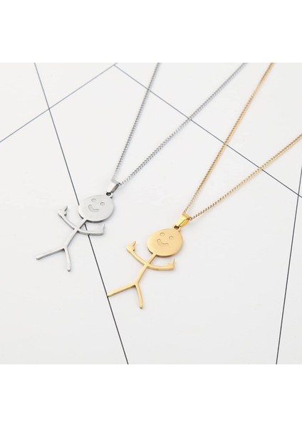 Komik Doodle Kolye Kişiselleştirilmiş Gülen Orta Parmak Kolye Kolye Benzersiz El Yapımı Paslanmaz Çelik Kolye Erkekler Kadınlar Için Uzun Mesafe Dostluk Takı Hediye (Yurt Dışından) fırsatları