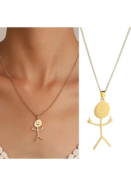 Komik Doodle Kolye Kişiselleştirilmiş Gülen Orta Parmak Kolye Kolye Benzersiz El Yapımı Paslanmaz Çelik Kolye Erkekler Kadınlar Için Uzun Mesafe Dostluk Takı Hediye (Yurt Dışından) indirimleri